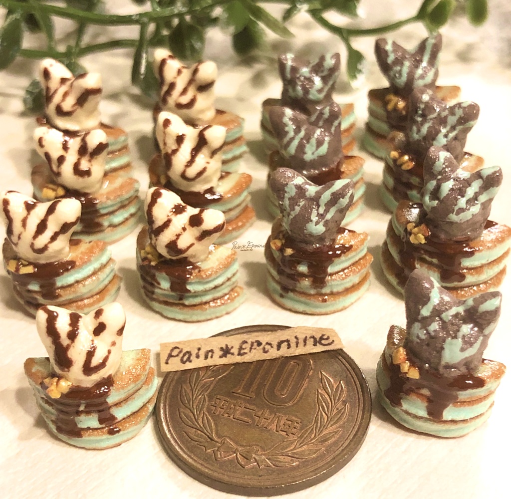 【ミニチュア】チョコミントパンケーキ(にゃんこアイス)バニラ