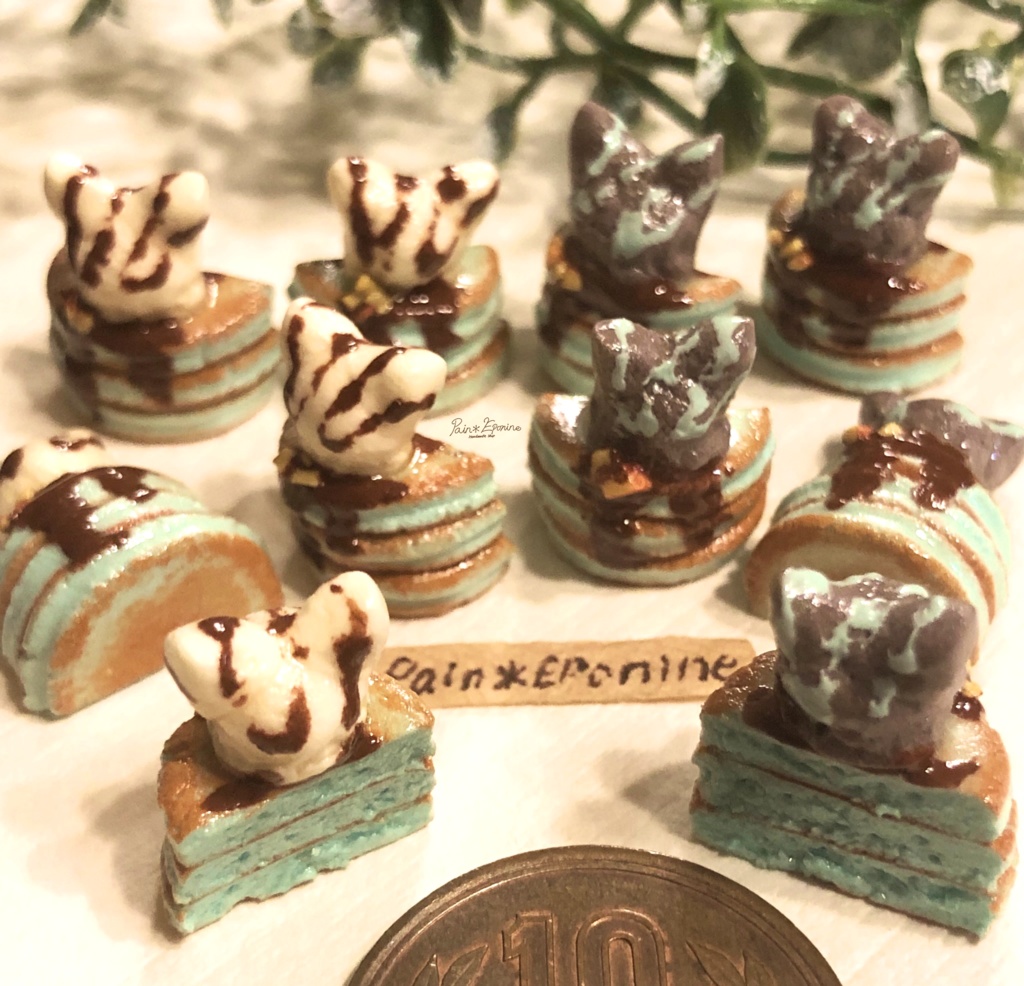 【ミニチュア】チョコミントパンケーキ(にゃんこアイス)バニラ