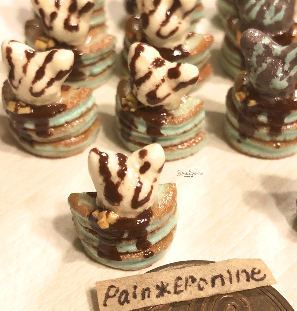 【ミニチュア】チョコミントパンケーキ(にゃんこアイス)バニラ