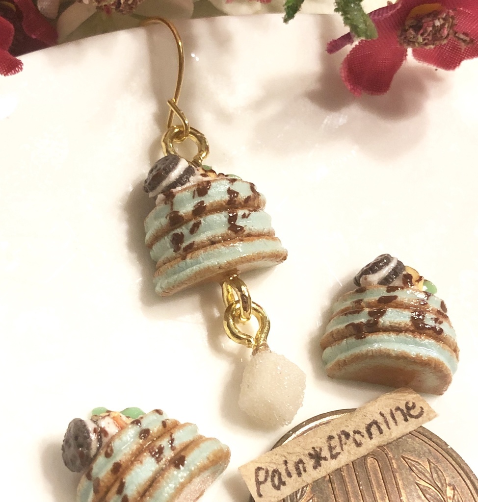 【片耳】チョコミントパンケーキ(オレオ)ピアス
