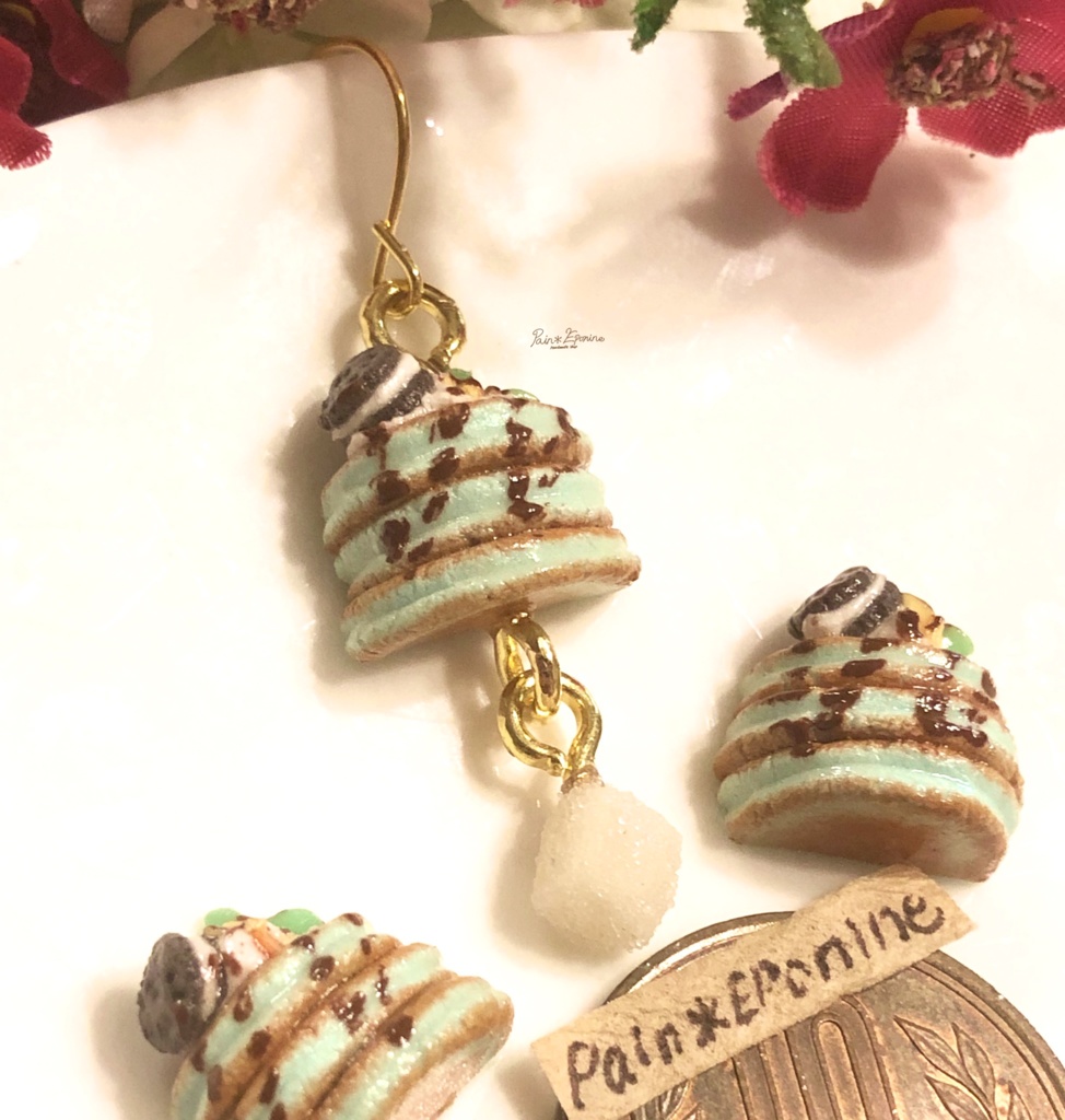 【片耳】チョコミントパンケーキ(オレオ)イヤリング