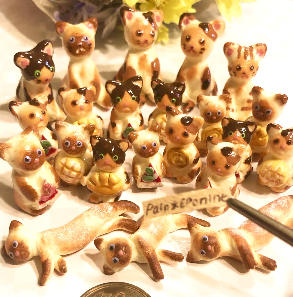 【*受注制作】食いしん坊な仔猫パン:三毛(クリームパン)