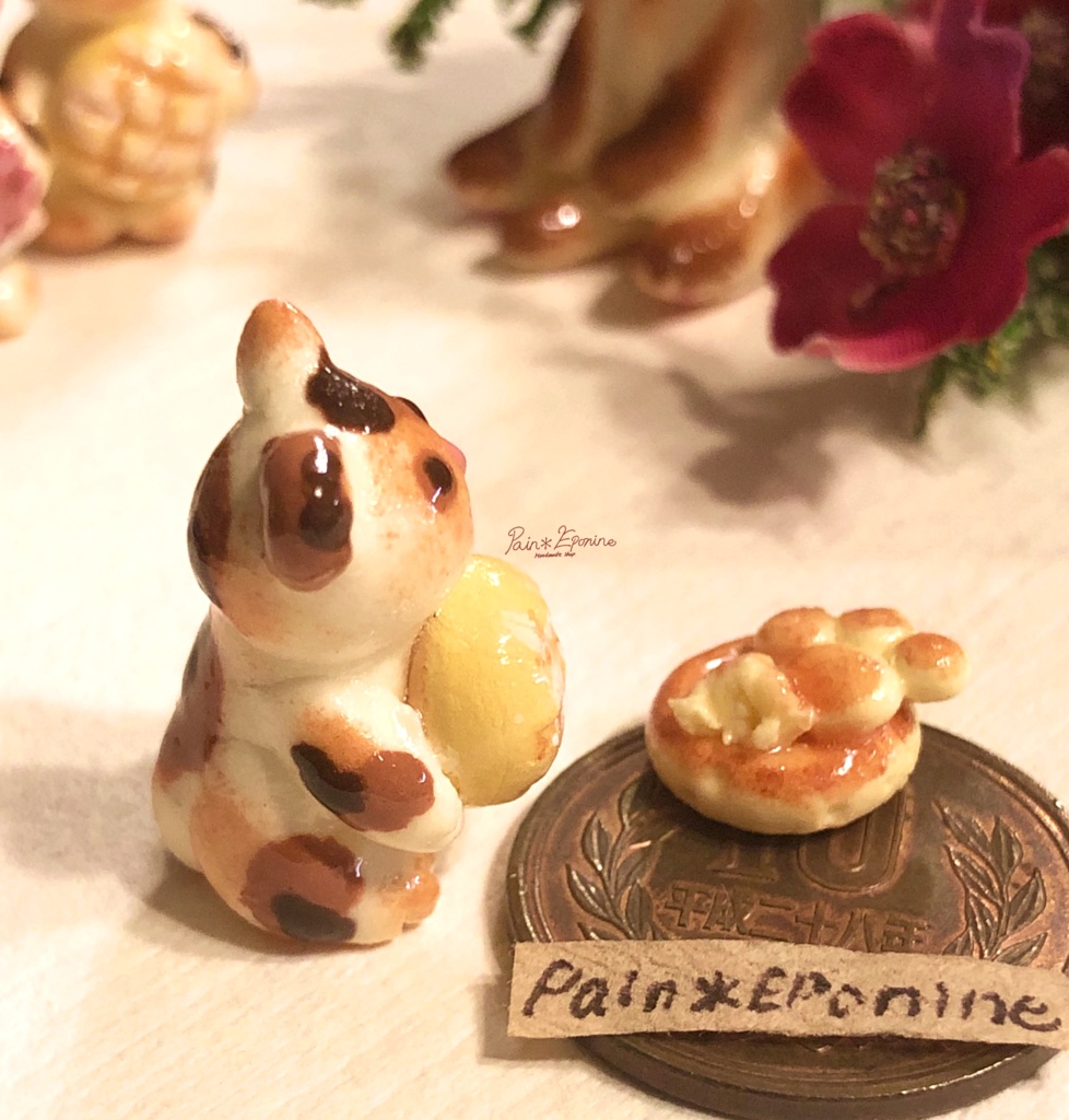 【*受注制作】食いしん坊な仔猫パン:三毛(メロンパン)