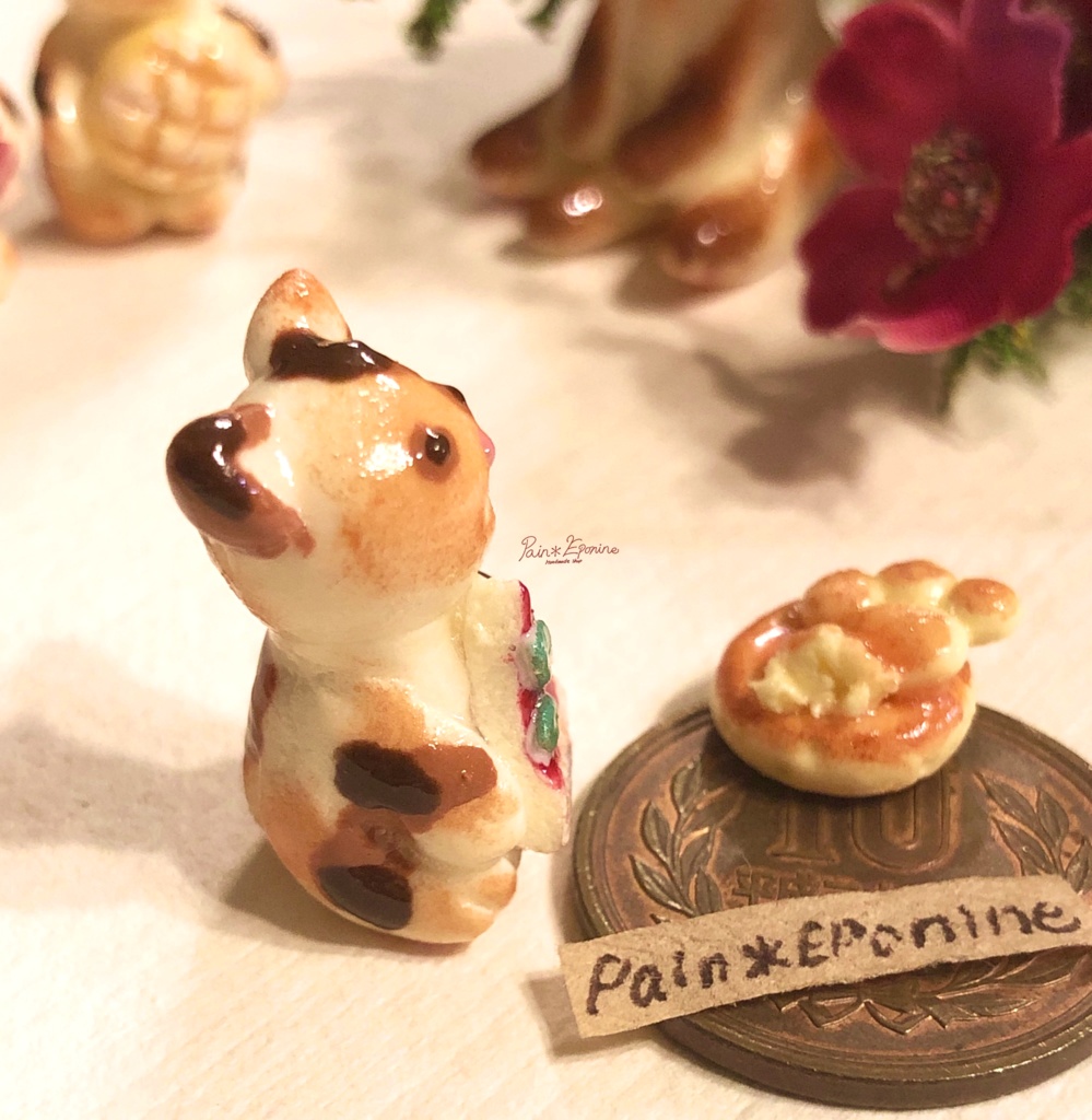 【*受注制作】食いしん坊な仔猫パン:三毛(マルゲリータ)