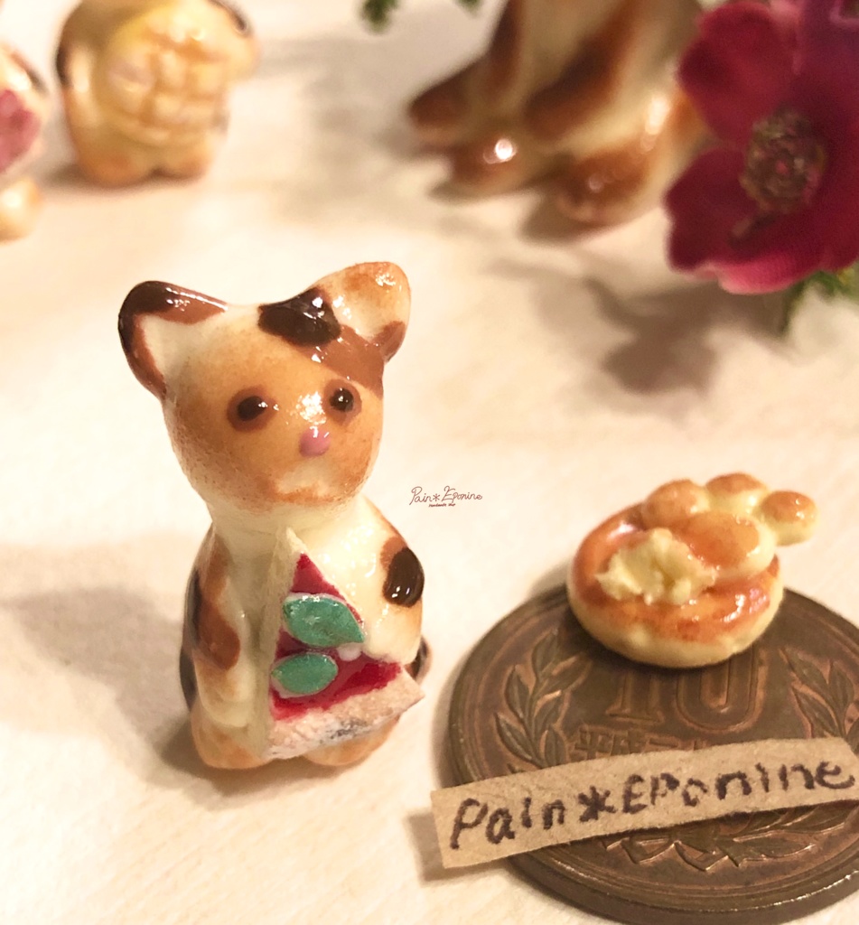 【*受注制作】食いしん坊な仔猫パン:三毛(マルゲリータ)