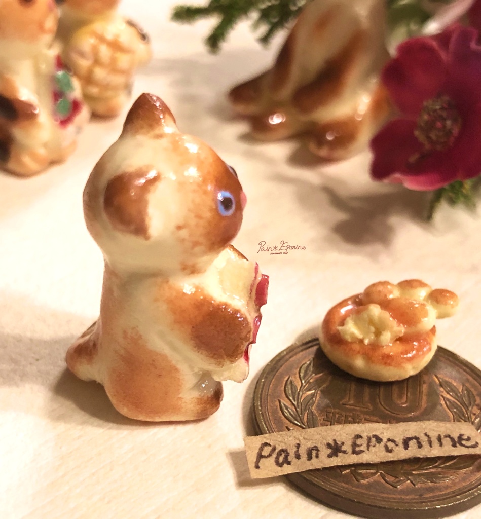 【*受注制作】食いしん坊な仔猫パン:シャム(ペパロニピザ)