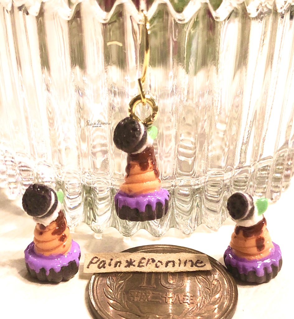 【片耳】ハロウィンかぼちゃのモンブランイヤリング