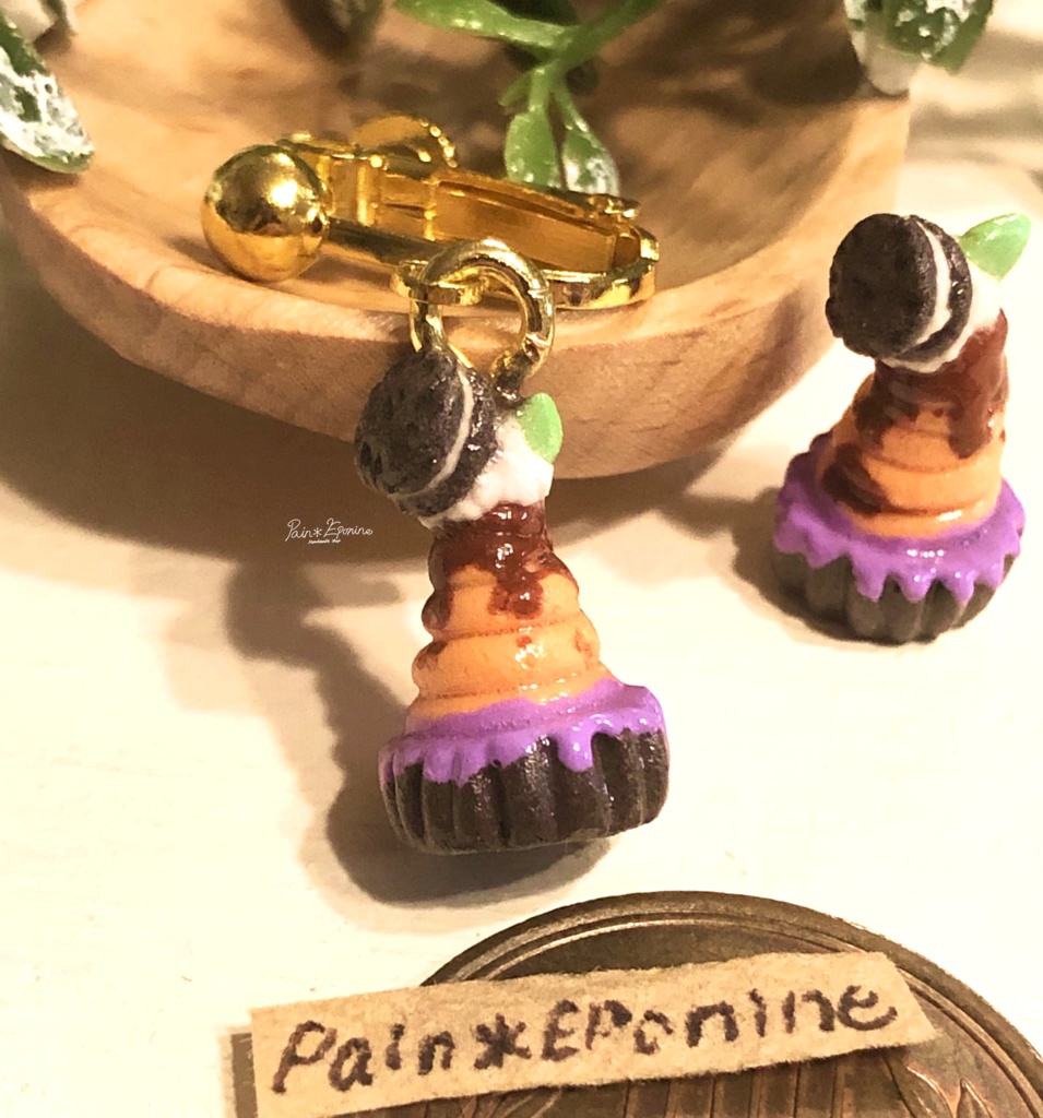 【片耳】ハロウィンかぼちゃのモンブランイヤリング