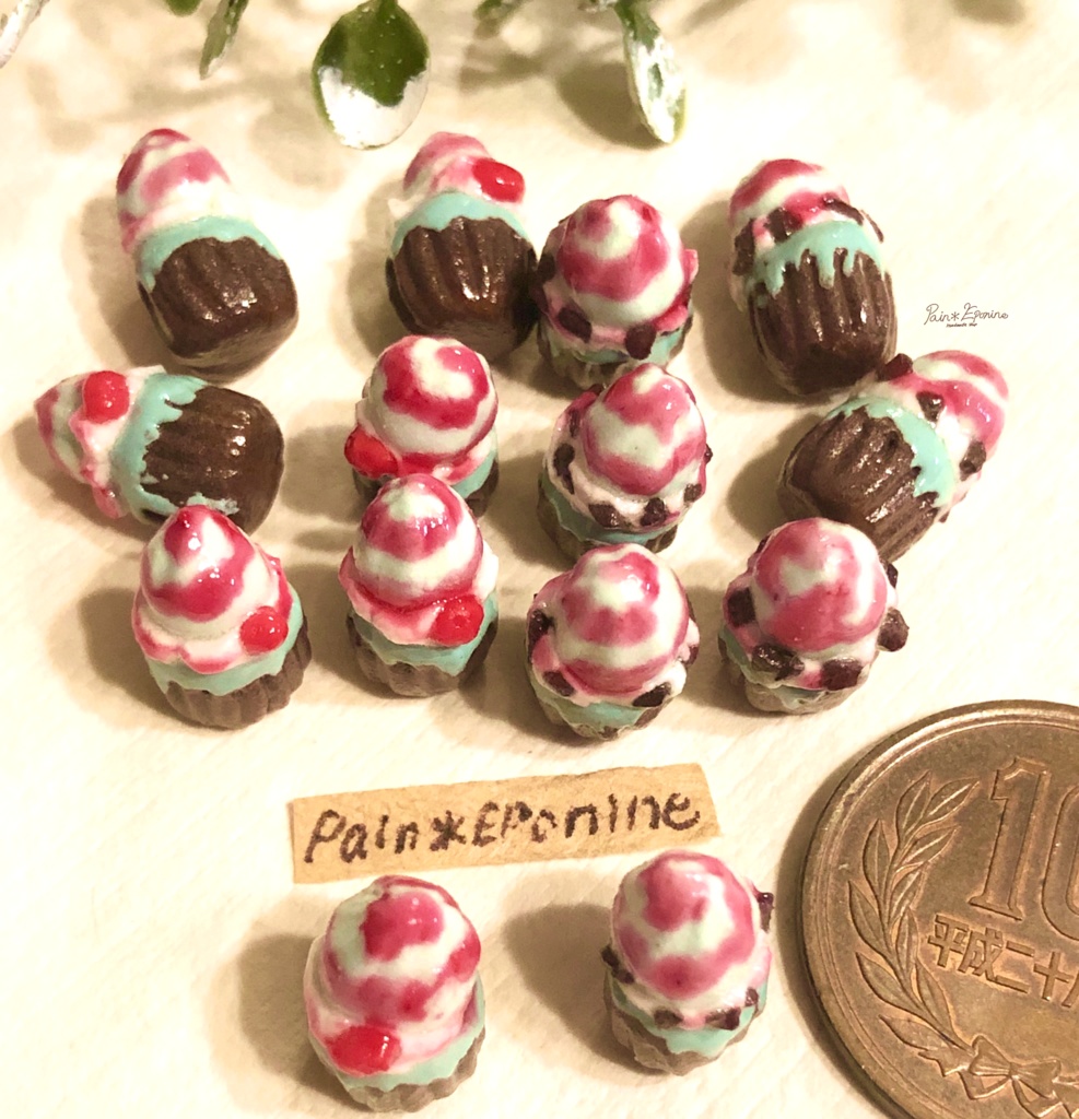 【ミニチュア】ミント&ベリーのカップケーキセット