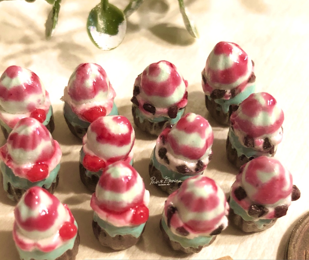 【ミニチュア】ミント&ベリーのカップケーキセット