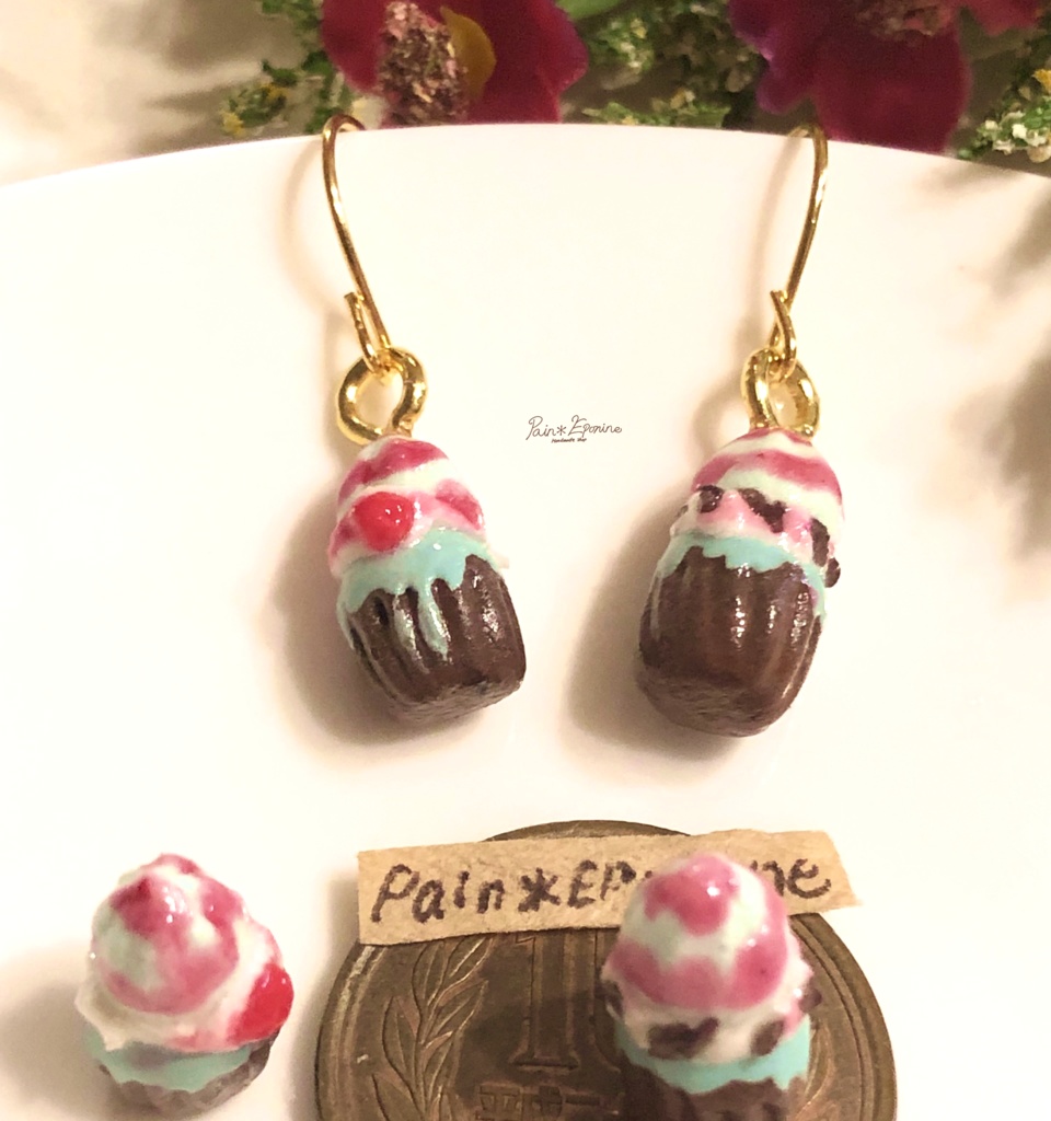 ミント&ベリーのカップケーキピアス