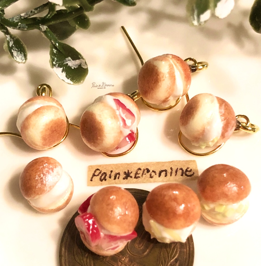 【片耳】マリトッツォ(プレーン)ピアス:クリーム/レモン/ピスタチオ