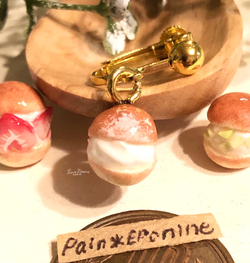 【片耳】マリトッツォ(プレーン)イヤリング:クリーム/レモン/ピスタチオ