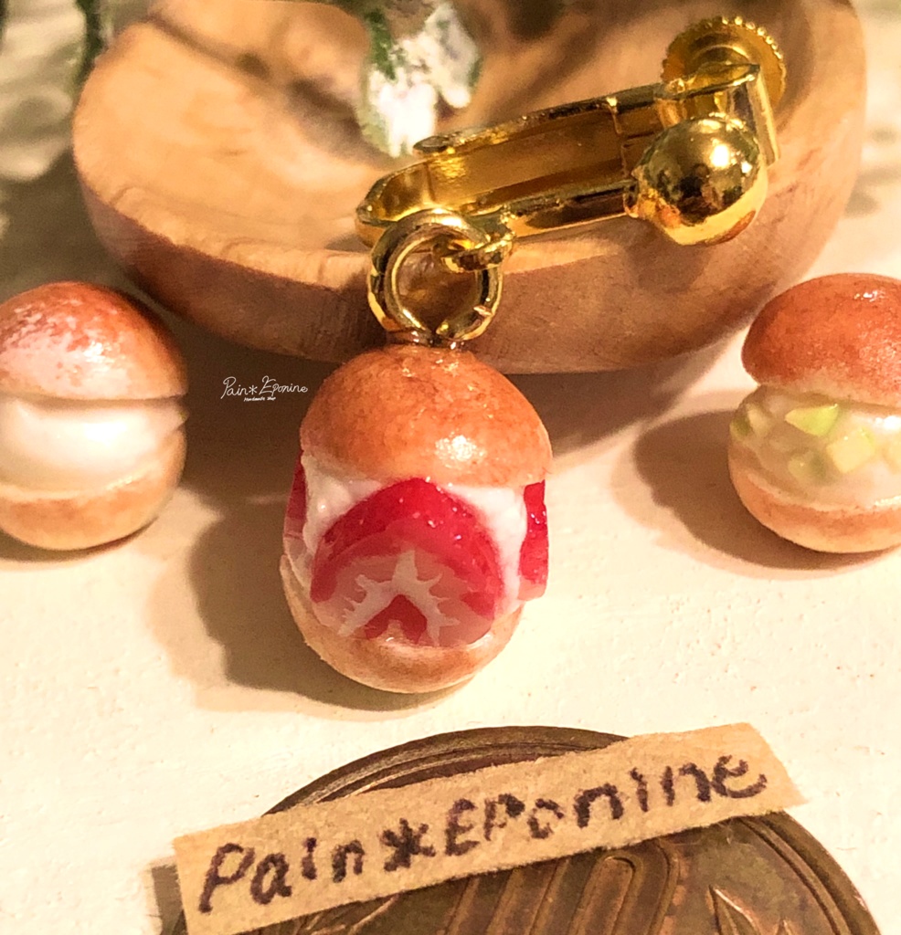 【片耳】マリトッツォ(プレーン)イヤリング:苺