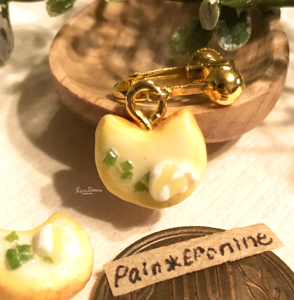 【片耳】にゃんこレモンケーキイヤリング