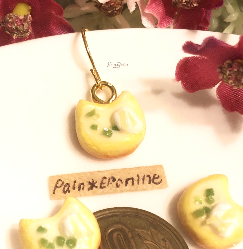 【片耳】にゃんこレモンケーキイヤリング
