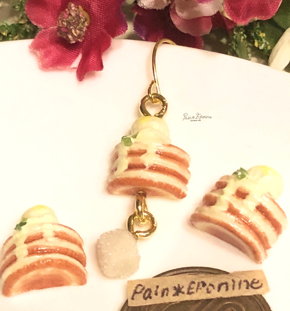 【片耳】レモンアイスのパンケーキピアス