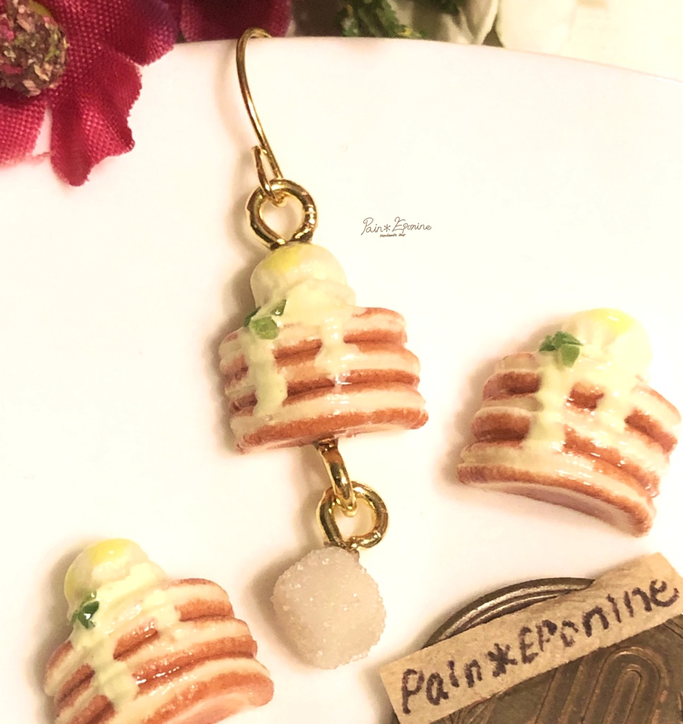 【片耳】レモンアイスのパンケーキイヤリング