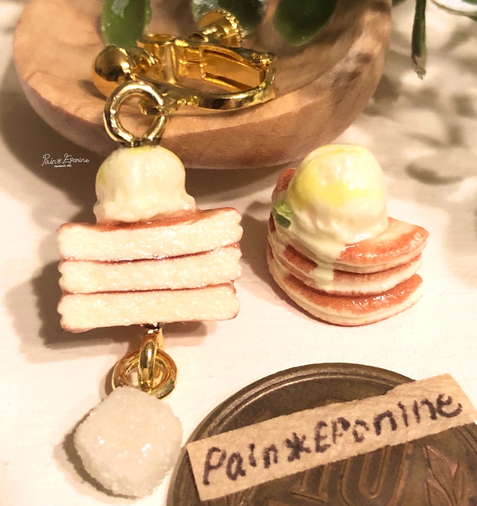 【片耳】レモンアイスのパンケーキイヤリング