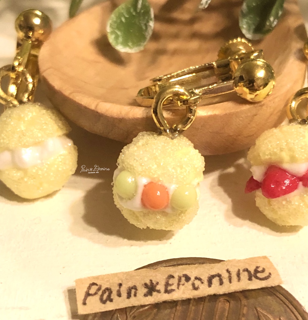 【片耳】メロンパンサンドイヤリング