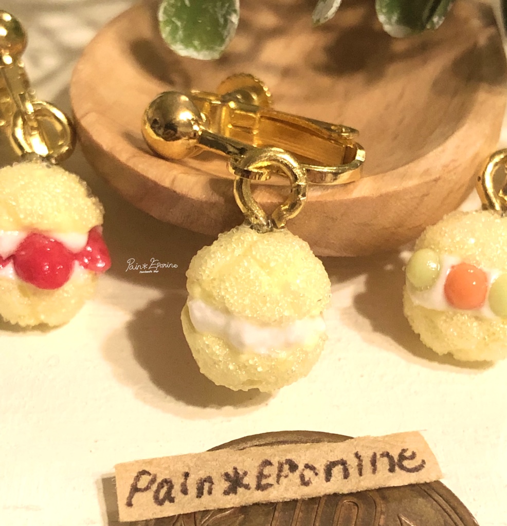 【片耳】メロンパンサンドイヤリング