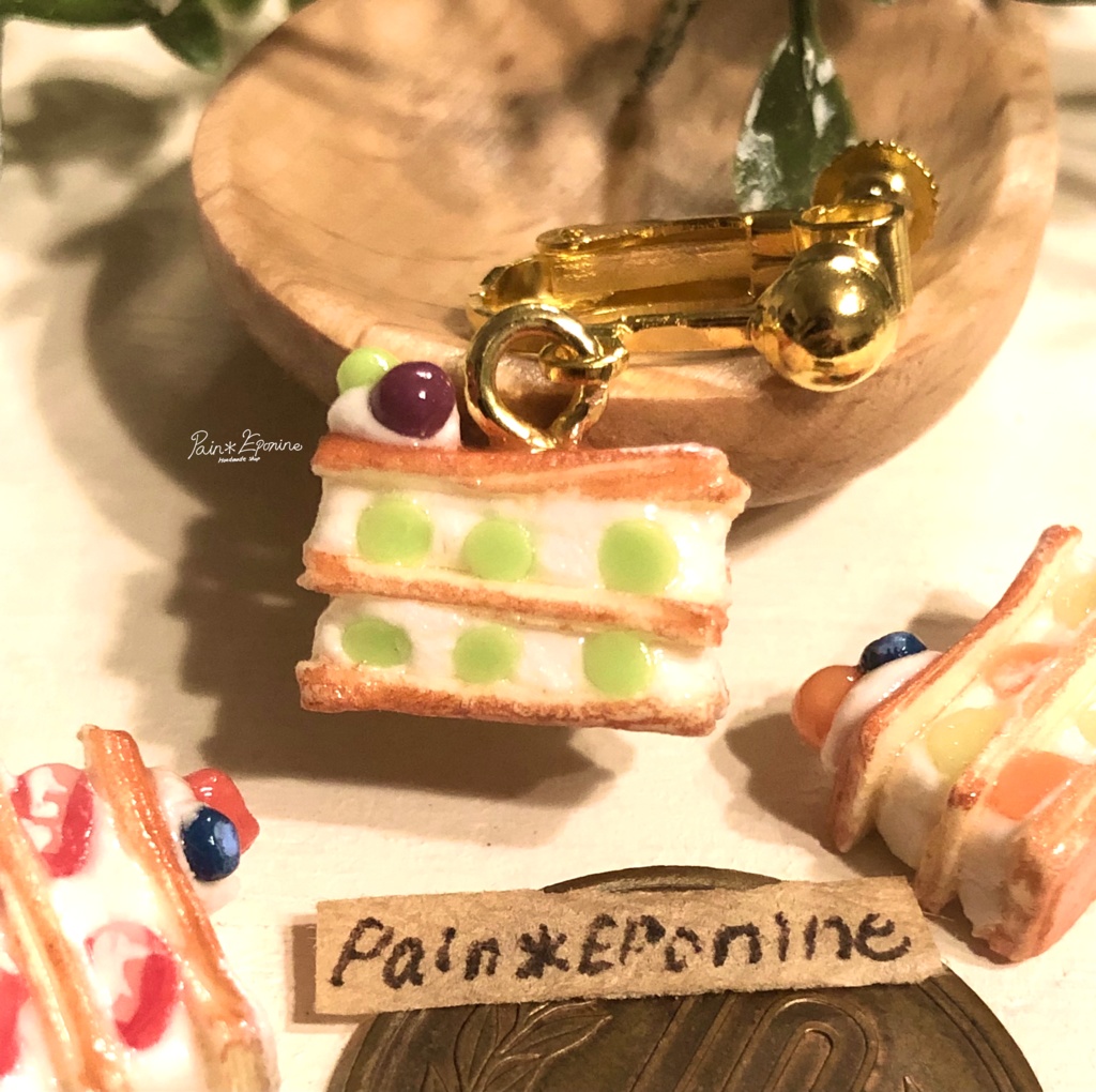 【片耳】フルーツたっぷりミルフィーユイヤリング