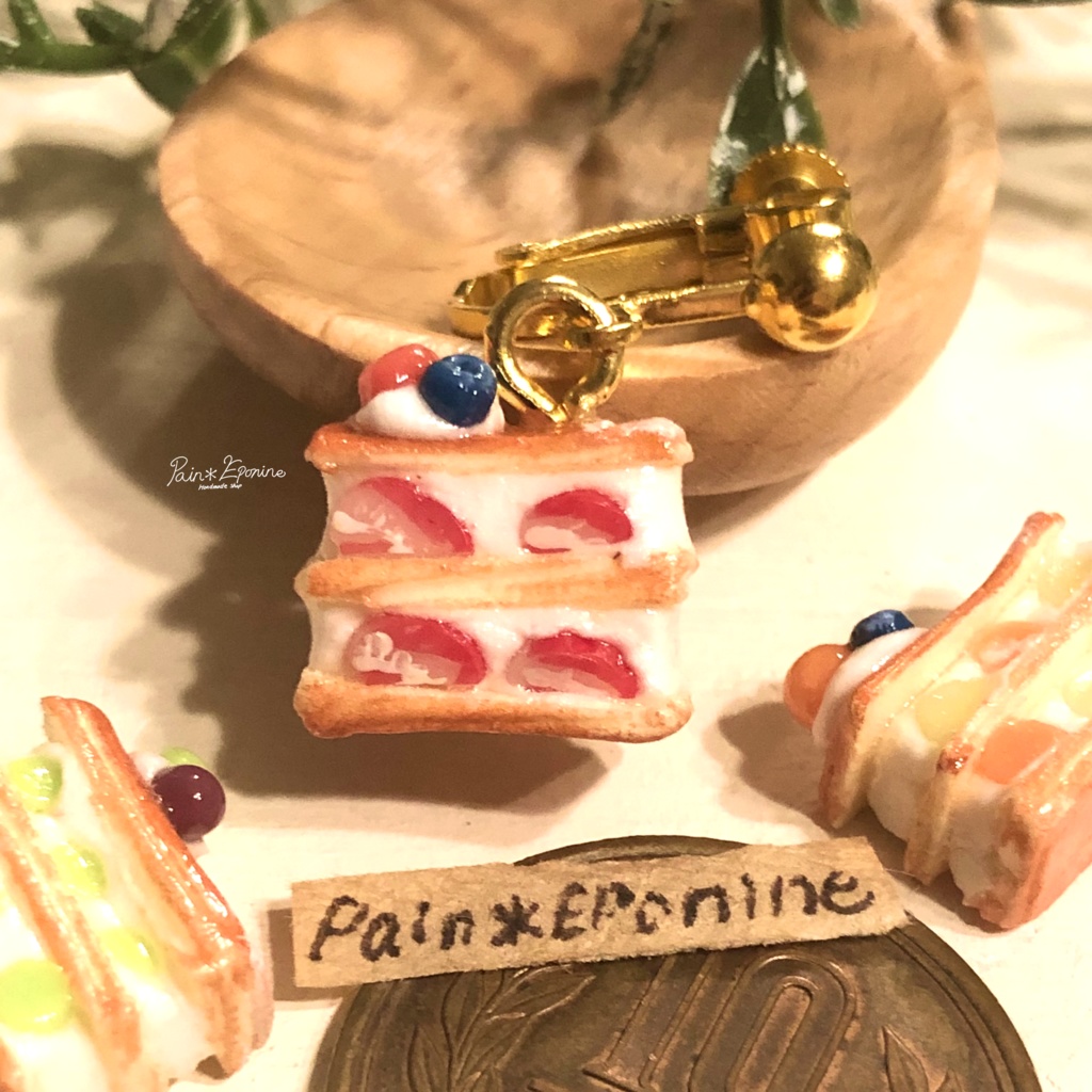 【片耳】フルーツたっぷりミルフィーユイヤリング