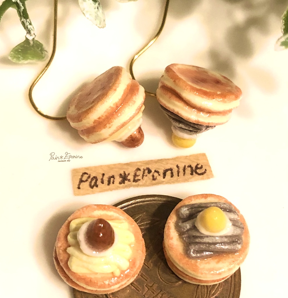 【片耳】モンブランパンケーキピアス