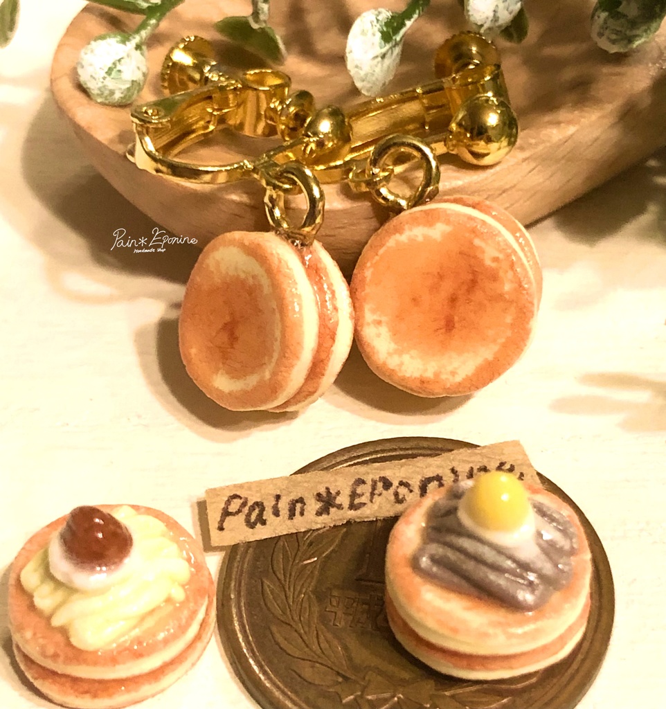 【片耳】モンブランパンケーキイヤリング