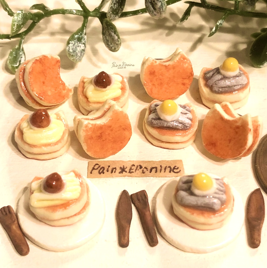 【片耳】にゃんこモンブランパンケーキピアス