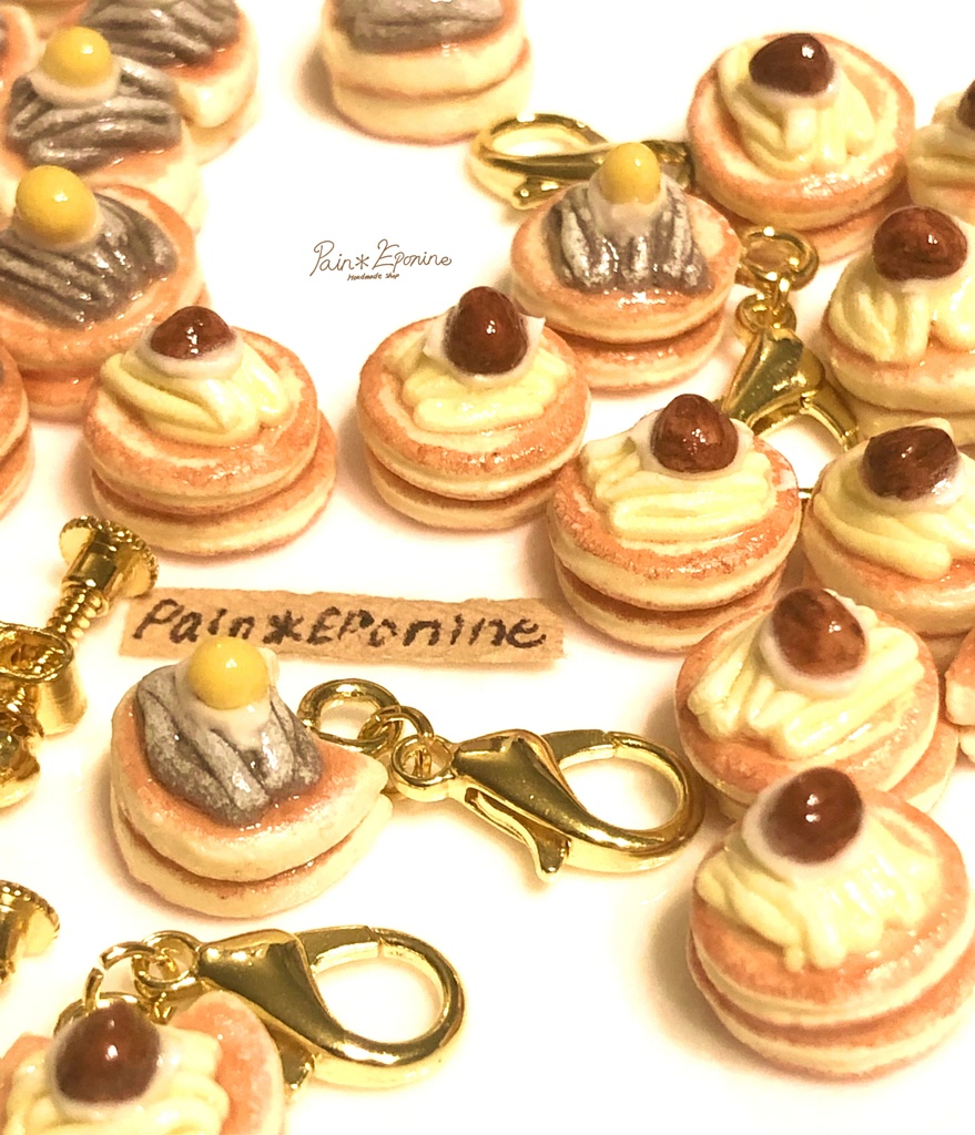 【片耳】にゃんこモンブランパンケーキイヤリング