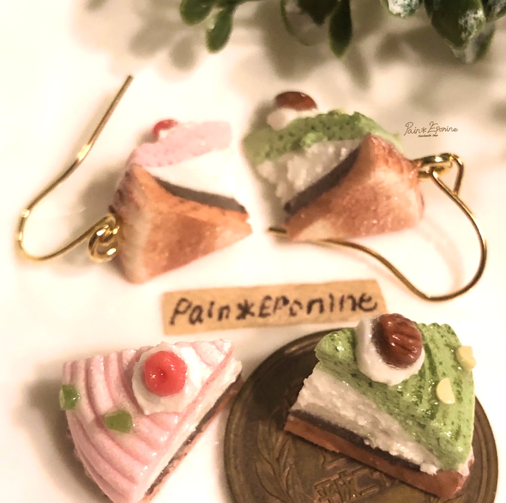 桜と抹茶のモンブランタルトピアス