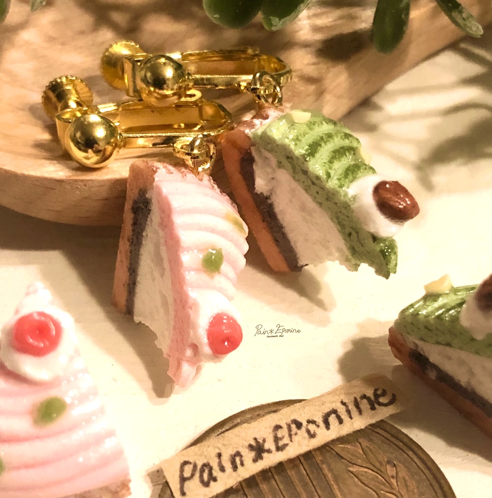 桜と抹茶のモンブランタルトイヤリング