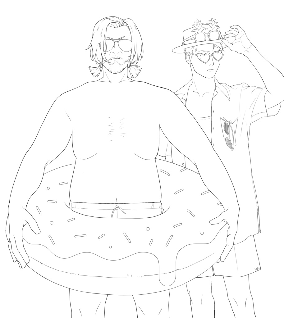 Detroit Become Summer ぬりえ(ハンク+コナー)