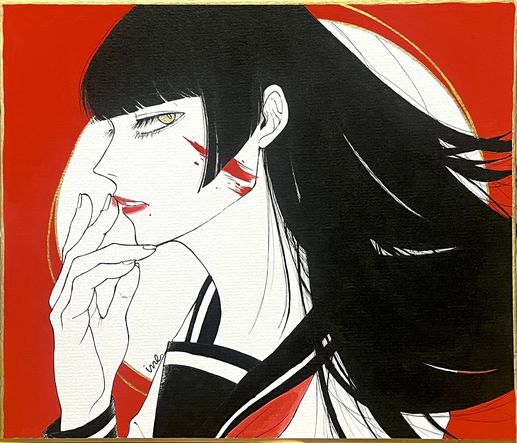 手描きイラスト色紙 《 紅 》