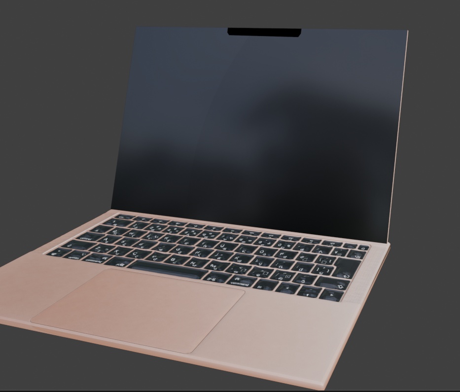【3dモデル】macbook風ノートpc ローズゴールド(単体)