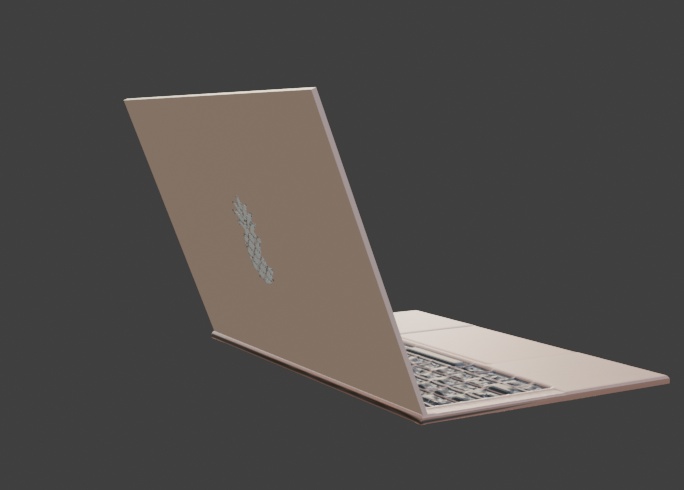 【3dモデル】macbook風ノートpc ローズゴールド(単体)