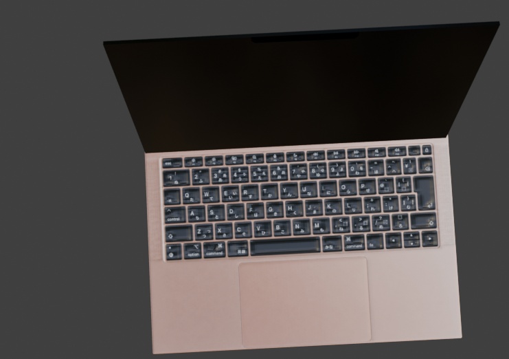 【3dモデル】macbook風ノートpc ローズゴールド(単体)