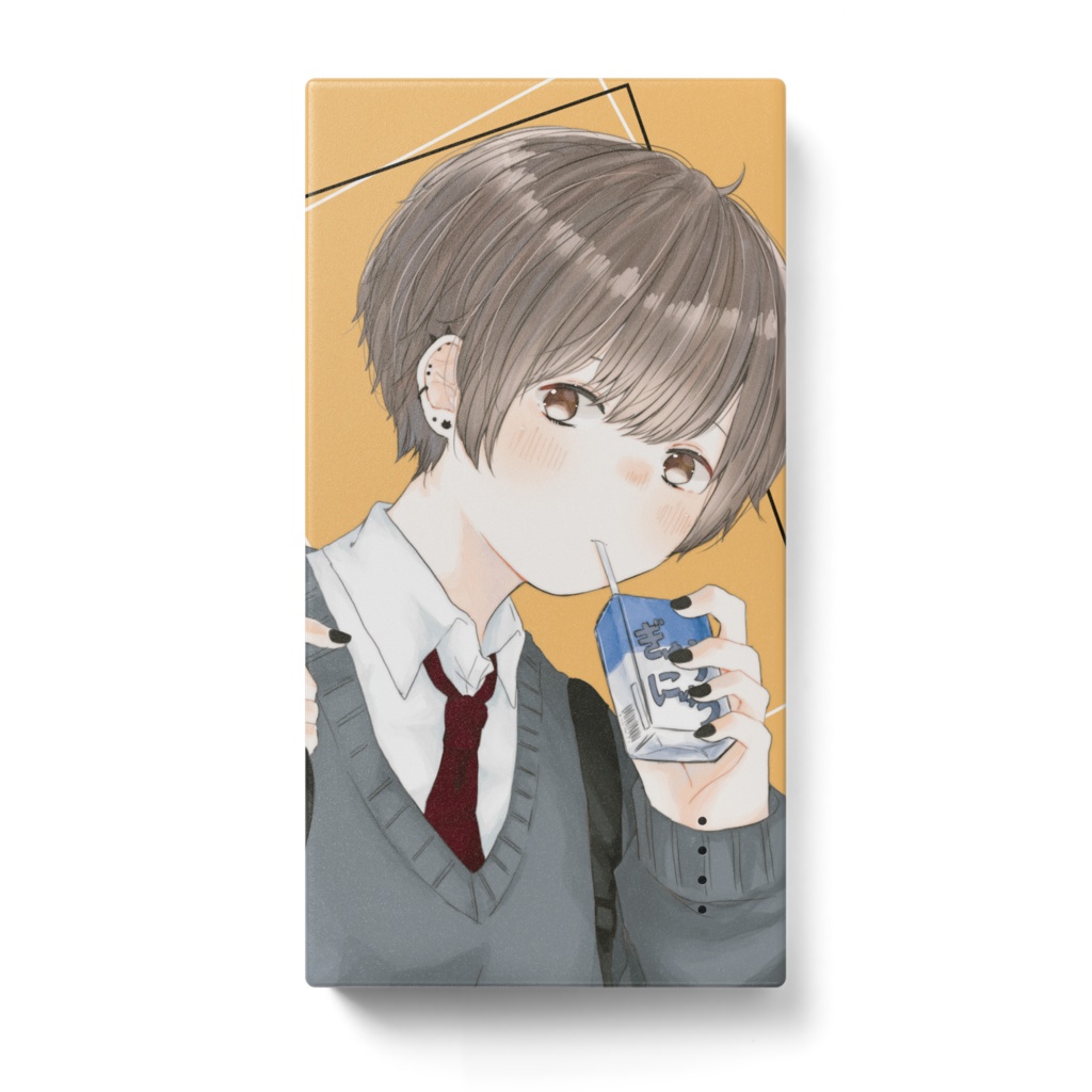 牛乳飲んでる男の子のモバイルバッテリー