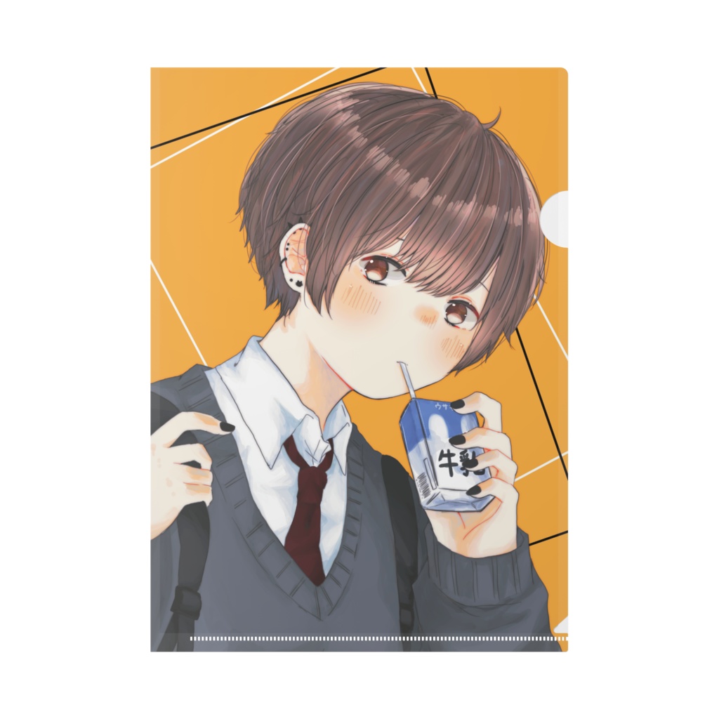 牛乳飲んでる男の子 クリアファイル