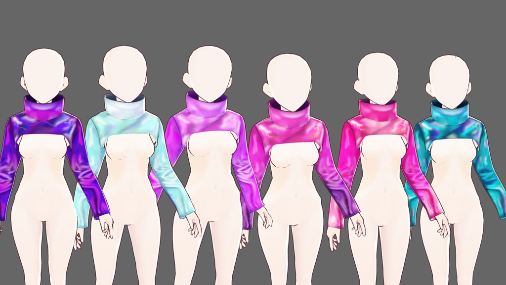 [Vroid Beta Ver] Holo Crop Sweater Pack (Vroid Texture)