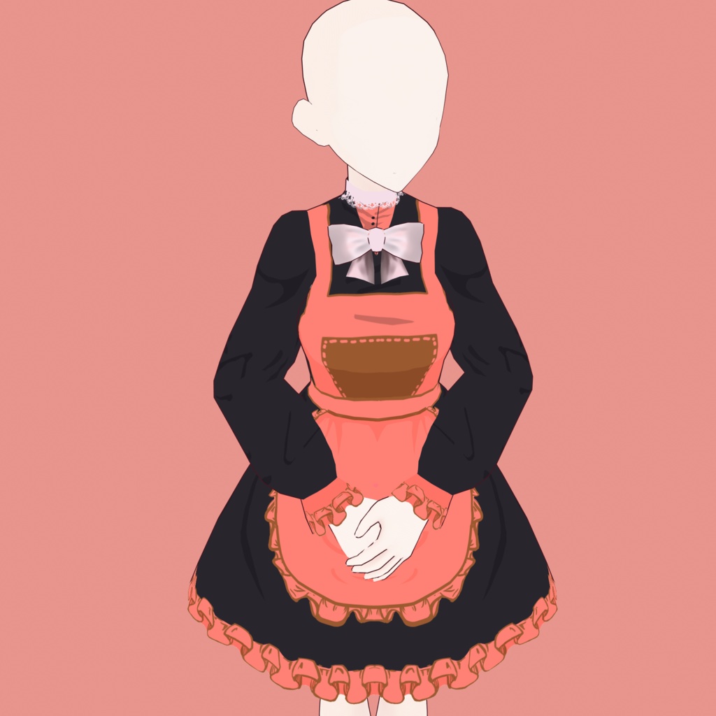 [Vroid] Maid Dress - Black and Pink