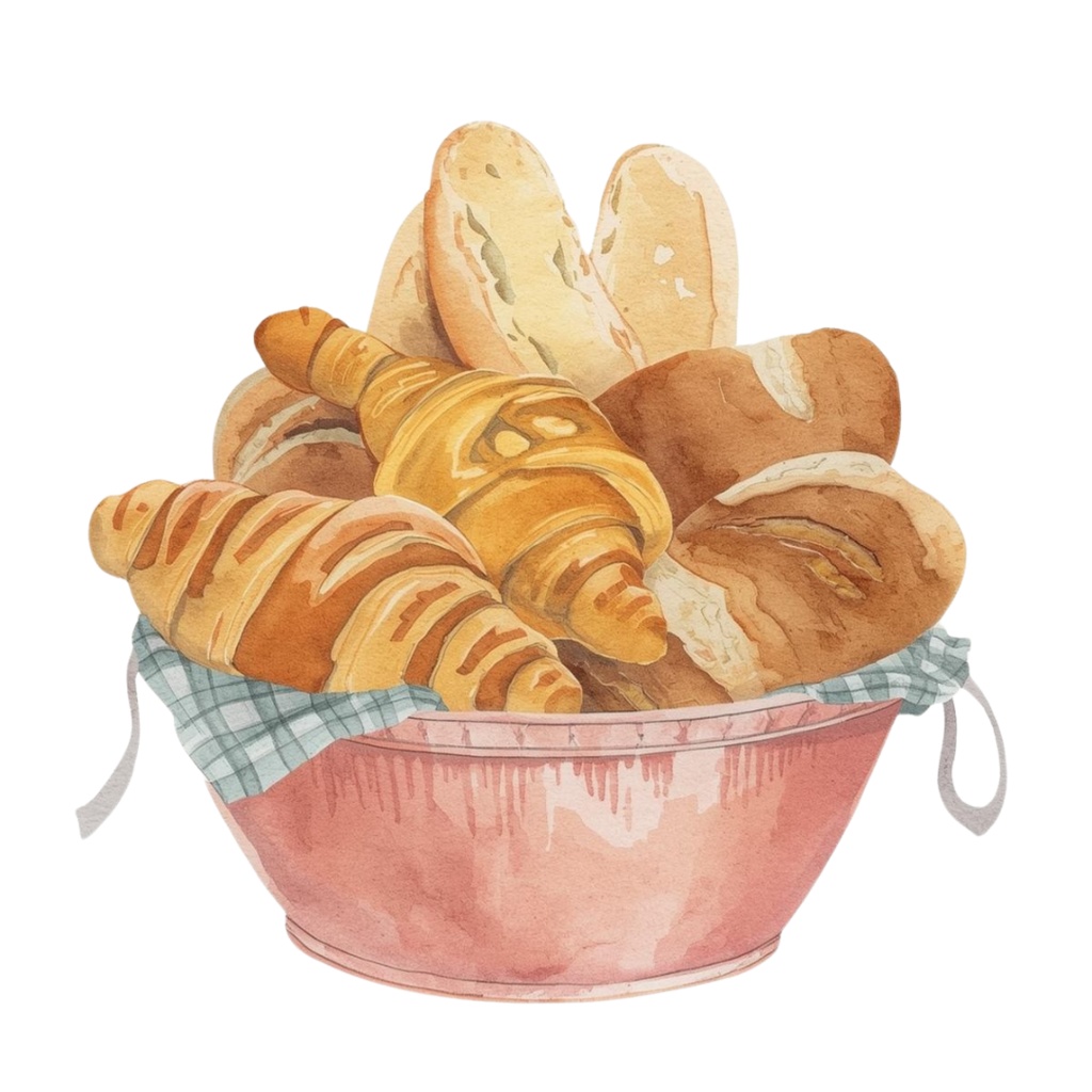 水彩画 ピンク×アンティーク風 カフェシリーズ クリップアートセット(PNG形式・13点)