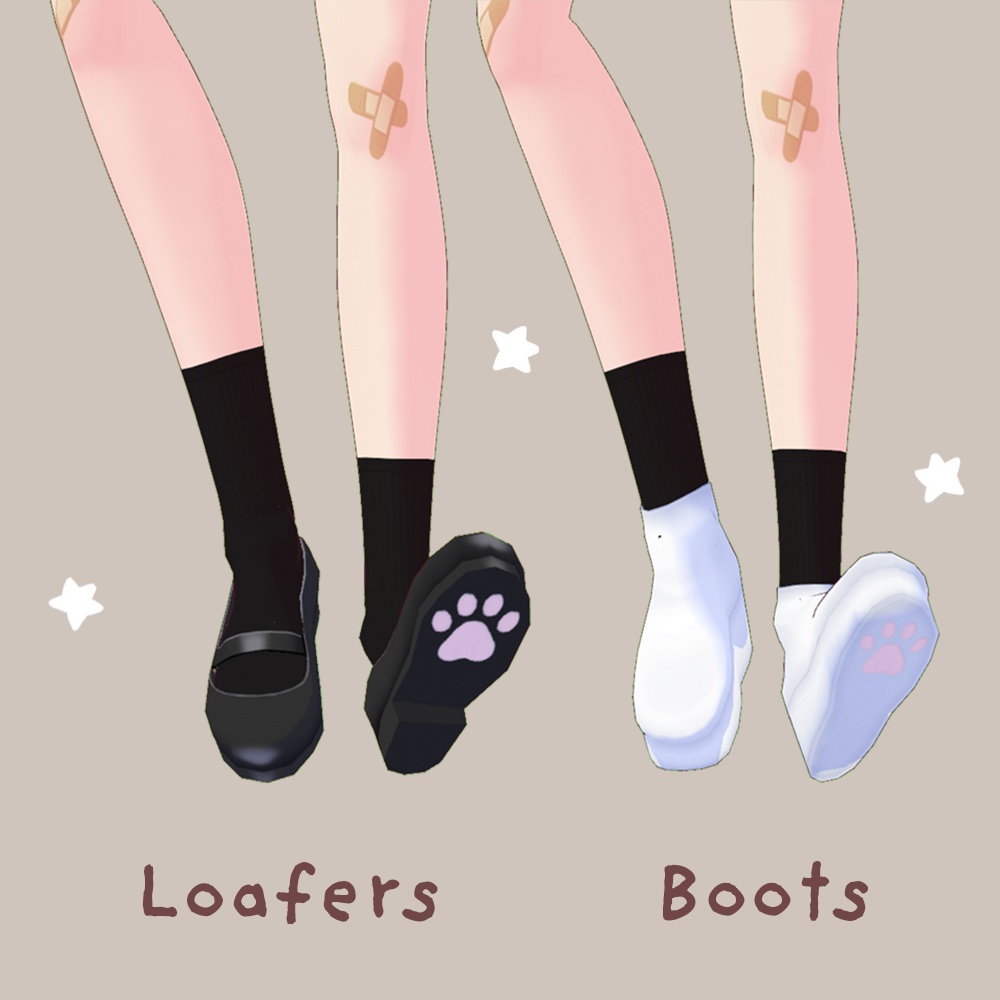 【VRoid】Animal Paw Texture for Shoes & Socks | 4 Textures (FREE)
