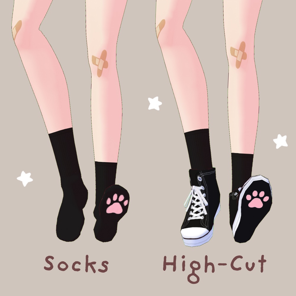 【VRoid】Animal Paw Texture for Shoes & Socks | 4 Textures (FREE)