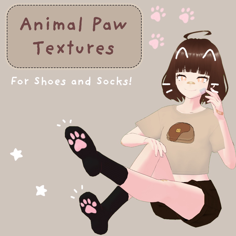 【VRoid】Animal Paw Texture for Shoes & Socks | 4 Textures (FREE)