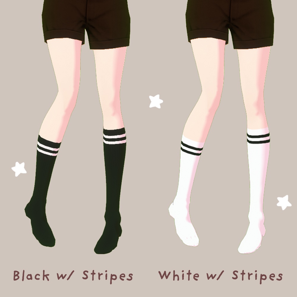 【VRoid】Asymmetrical Socks | 6 Textures (FREE)