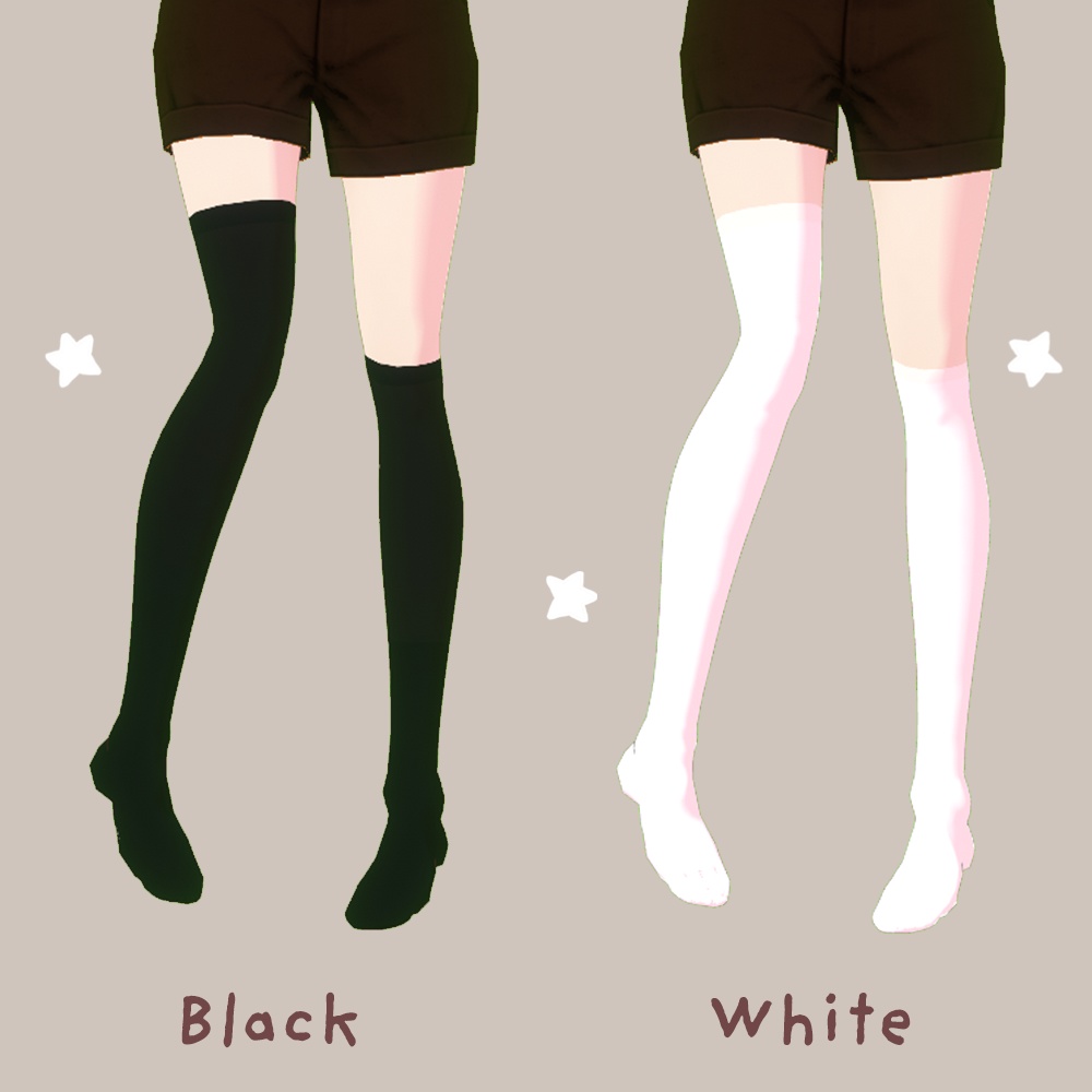 【VRoid】Asymmetrical Socks | 6 Textures (FREE)