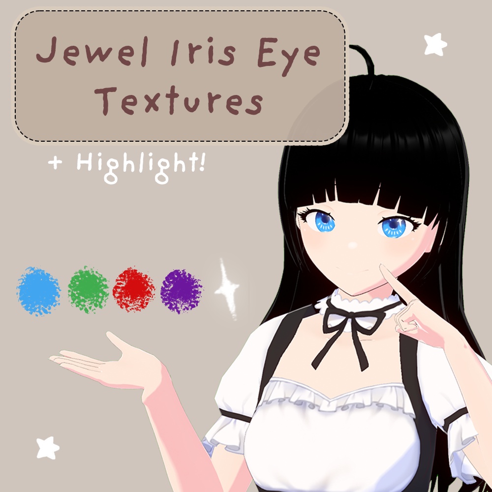 【VRoid】Jewel Iris Eye Textures | 4 Colours + Highlight (FREE)