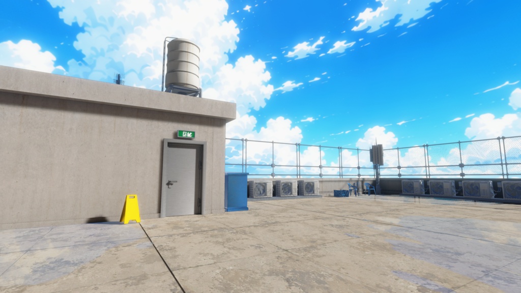 [Warudo・URP] School Rooftop ｜ 学校の屋上 背景